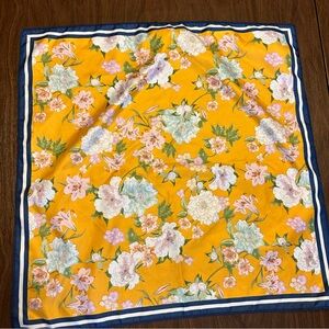 H&M Floral Golden Yellow Blue Trimmed Scarf Floral Yellow Scarf
